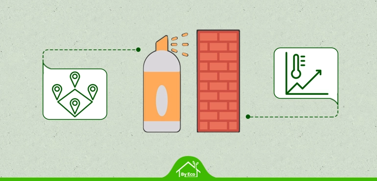 Versatile spray foam insulation filling gaps and cracks in underfloor areas, offering high thermal performance.